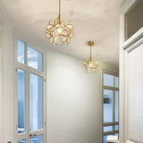 Norevia | Vintage Flower Glass Pendant Light with Brass Frame for Dining Rooms and Bedrooms