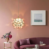 Norevia | Vintage Flower Glass Pendant Light with Brass Frame for Dining Rooms and Bedrooms