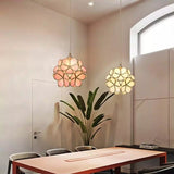 Norevia | Vintage Flower Glass Pendant Light with Brass Frame for Dining Rooms and Bedrooms