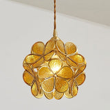 Norevia | Vintage Flower Glass Pendant Light with Brass Frame for Dining Rooms and Bedrooms
