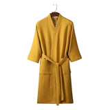Tyvek | Cotton Waffle Bathrobe with V-Neck Lightweight and Breathable