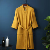 Tyvek | Cotton Waffle Bathrobe with V-Neck Lightweight and Breathable