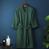 Tyvek | Cotton Waffle Bathrobe with V-Neck Lightweight and Breathable