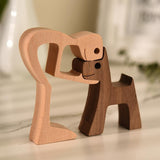 Avenelle | Hand-Carved Wooden Dog and Owner Sculpture for Living Room, Bedroom and Entryway Decor