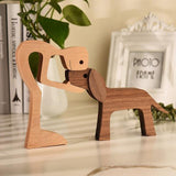 Avenelle | Hand-Carved Wooden Dog and Owner Sculpture for Living Room, Bedroom and Entryway Decor