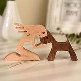 Avenelle | Hand-Carved Wooden Dog and Owner Sculpture for Living Room, Bedroom and Entryway Decor