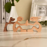 Avenelle | Hand-Carved Wooden Dog and Owner Sculpture for Living Room, Bedroom and Entryway Decor