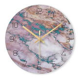 Selmare | Marble Effect Wall Clock with Metal Hands in Five Styles for Living Room, Entrance and Office