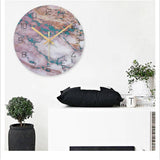Selmare | Marble Effect Wall Clock with Metal Hands in Five Styles for Living Room, Entrance and Office
