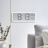 Borik | LED Digital Wall Clock with Temperature and Humidity Display in Black and White, USB or Battery