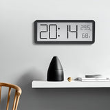 Borik | LED Digital Wall Clock with Temperature and Humidity Display in Black and White, USB or Battery