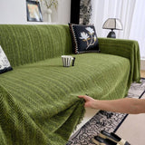 Aveloire | Heavy Chenille Sofa Slipcover with Chevron Weave and Fringe Trim for Living Room and Veranda