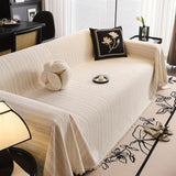 Aveloire | Heavy Chenille Sofa Slipcover with Chevron Weave and Fringe Trim for Living Room and Veranda