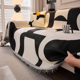 Seravelle | Woven Chenille Reversible Sofa Cover with Fringes for Living Room and Bedroom Use