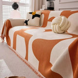 Seravelle | Woven Chenille Reversible Sofa Cover with Fringes for Living Room and Bedroom Use