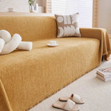 Elvair | Chenille Sofa Cover with Fringed Edges in Five Colours and Four Sizes for Living Room Use