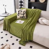 Elvair | Chenille Sofa Cover with Fringed Edges in Five Colours and Four Sizes for Living Room Use