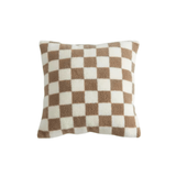 Deni | Cotton Blend Checkered Cushion Cover in Matcha Green and Coffee Brown for Sofa and Bedroom