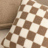 Deni | Cotton Blend Checkered Cushion Cover in Matcha Green and Coffee Brown for Sofa and Bedroom