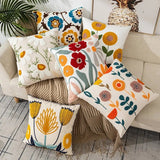 Somi | Embroidered Floral Cushion Cover in Cotton Canvas for Sofa, Bed and Armchair