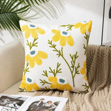 Somi | Embroidered Floral Cushion Cover in Cotton Canvas for Sofa, Bed and Armchair