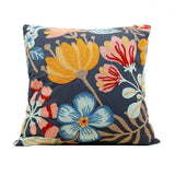 Somi | Embroidered Floral Cushion Cover in Cotton Canvas for Sofa, Bed and Armchair
