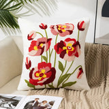 Somi | Embroidered Floral Cushion Cover in Cotton Canvas for Sofa, Bed and Armchair