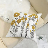 Somi | Embroidered Floral Cushion Cover in Cotton Canvas for Sofa, Bed and Armchair