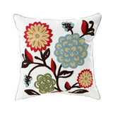 Somi | Embroidered Floral Cushion Cover in Cotton Canvas for Sofa, Bed and Armchair