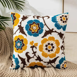 Somi | Embroidered Floral Cushion Cover in Cotton Canvas for Sofa, Bed and Armchair