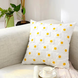 Somi | Embroidered Floral Cushion Cover in Cotton Canvas for Sofa, Bed and Armchair