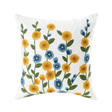 Somi | Embroidered Floral Cushion Cover in Cotton Canvas for Sofa, Bed and Armchair