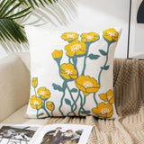 Somi | Embroidered Floral Cushion Cover in Cotton Canvas for Sofa, Bed and Armchair