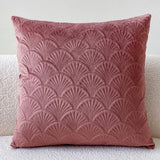 Beni | Velvet Cushion Cover with Shell Pattern in Nine Soft Shades for Sofa, Bed and Armchair