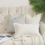 Meli | Jacquard Cushion Cover with White Ruffle Trim in Cotton Blend for Sofa, Bed and Armchair