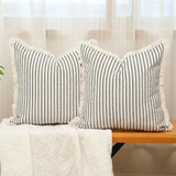 Meli | Jacquard Cushion Cover with White Ruffle Trim in Cotton Blend for Sofa, Bed and Armchair