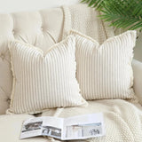 Meli | Jacquard Cushion Cover with White Ruffle Trim in Cotton Blend for Sofa, Bed and Armchair