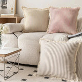 Meli | Jacquard Cushion Cover with White Ruffle Trim in Cotton Blend for Sofa, Bed and Armchair