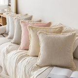 Meli | Jacquard Cushion Cover with White Ruffle Trim in Cotton Blend for Sofa, Bed and Armchair