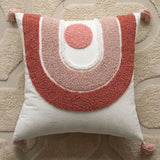Leto | Tufted Cushion Cover with Geometric Embroidery in Natural Beige for Sofa, Bed and Armchair