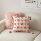 Leto | Tufted Cushion Cover with Geometric Embroidery in Natural Beige for Sofa, Bed and Armchair