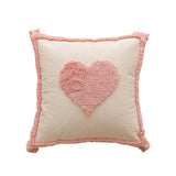 Leto | Tufted Cushion Cover with Geometric Embroidery in Natural Beige for Sofa, Bed and Armchair