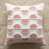 Leto | Tufted Cushion Cover with Geometric Embroidery in Natural Beige for Sofa, Bed and Armchair