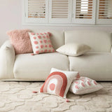 Leto | Tufted Cushion Cover with Geometric Embroidery in Natural Beige for Sofa, Bed and Armchair