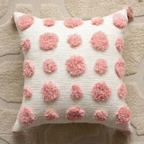 Leto | Tufted Cushion Cover with Geometric Embroidery in Natural Beige for Sofa, Bed and Armchair
