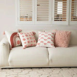 Leto | Tufted Cushion Cover with Geometric Embroidery in Natural Beige for Sofa, Bed and Armchair