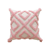 Leto | Tufted Cushion Cover with Geometric Embroidery in Natural Beige for Sofa, Bed and Armchair