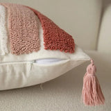 Leto | Tufted Cushion Cover with Geometric Embroidery in Natural Beige for Sofa, Bed and Armchair