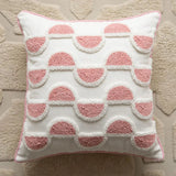 Leto | Tufted Cushion Cover with Geometric Embroidery in Natural Beige for Sofa, Bed and Armchair