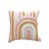 Leto | Tufted Cushion Cover with Geometric Embroidery in Natural Beige for Sofa, Bed and Armchair
